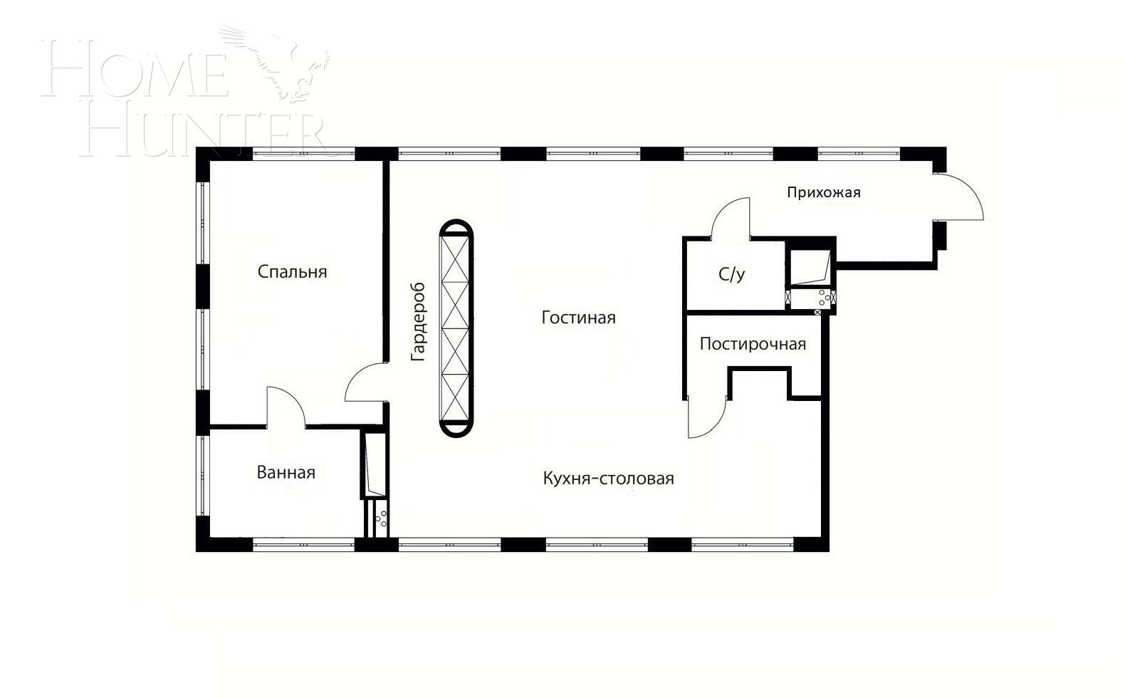 3-КОМН. АПАРТАМЕНТЫ БЕЗ ОТДЕЛКИ 110 М² НА 6 ЭТАЖЕ