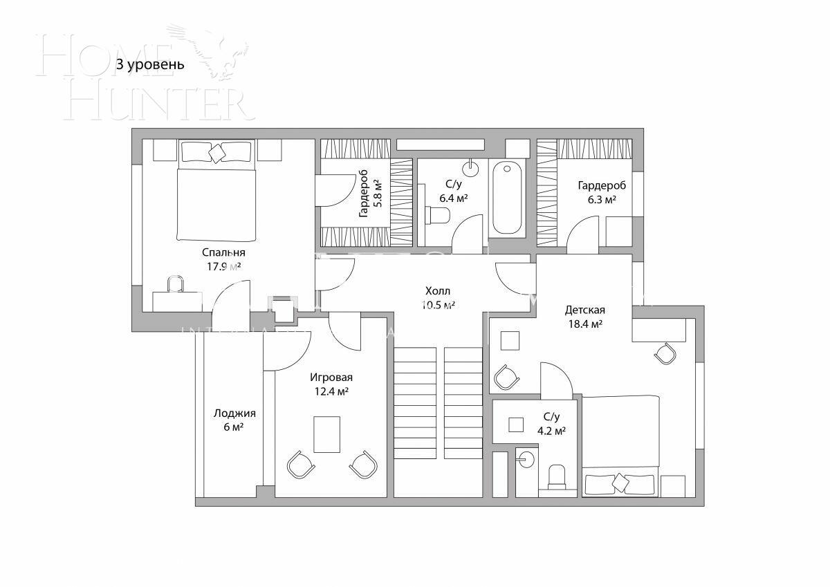 4-УРОВНЕВЫЙ ТАУНХАУС БЕЗ ОТДЕЛКИ 420 М² НА 1 ЭТАЖЕ