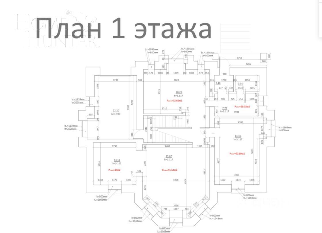 2-этажный коттедж 577.9 м² без отделки