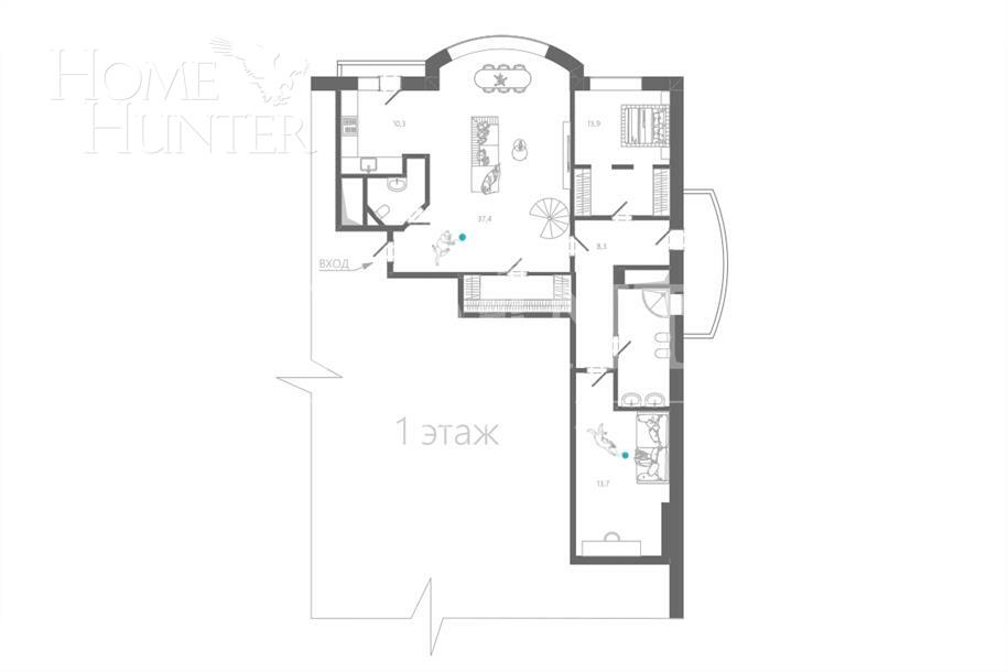 2-УРОВНЕВАЯ КВАРТИРА С ОТДЕЛКОЙ 218.6 М² НА 14 ЭТАЖЕ