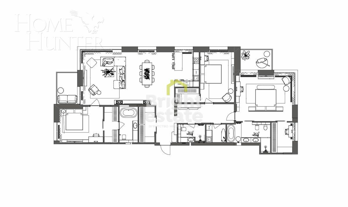 4-КОМН. КВАРТИРА С ОТДЕЛКОЙ 200 М² НА 7 ЭТАЖЕ