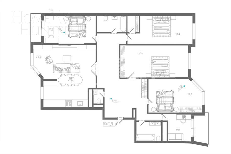5-КОМН. КВАРТИРА С ОТДЕЛКОЙ 176 М² НА 7 ЭТАЖЕ