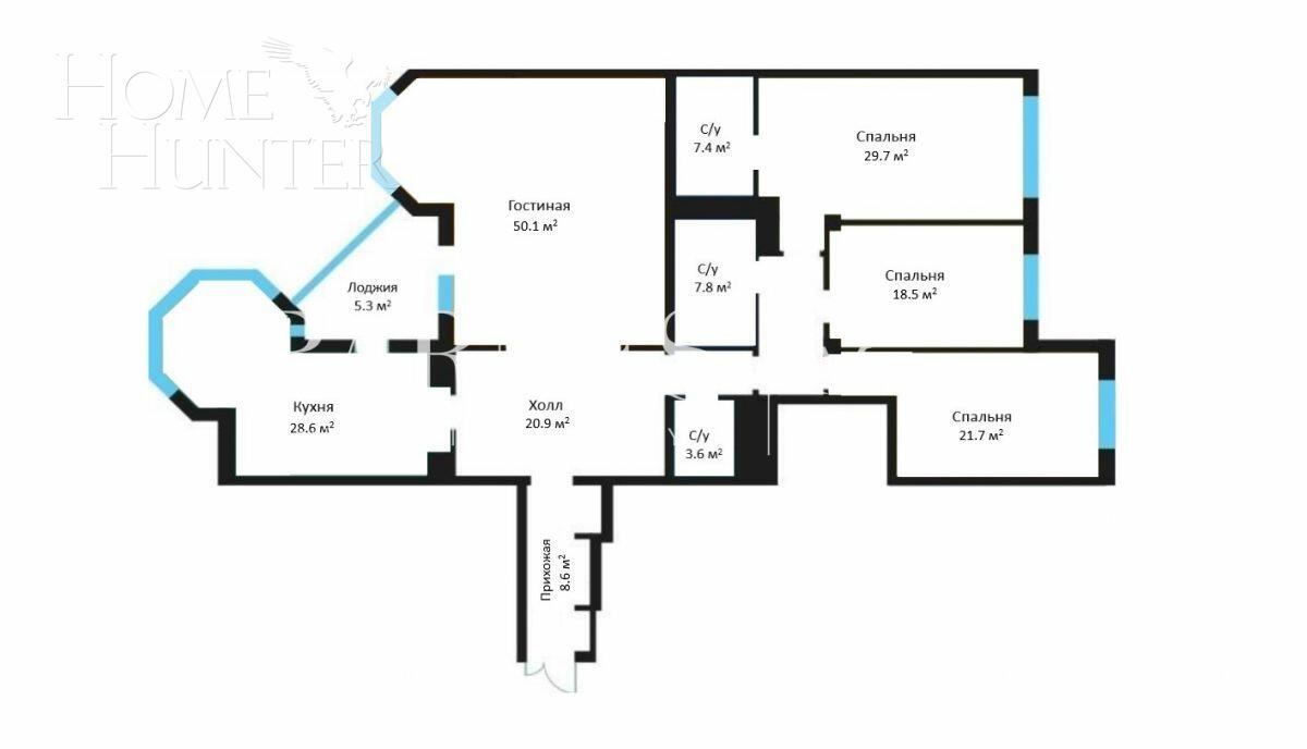 3-КОМН. КВАРТИРА БЕЗ ОТДЕЛКИ 194.9 М² НА 2 ЭТАЖЕ