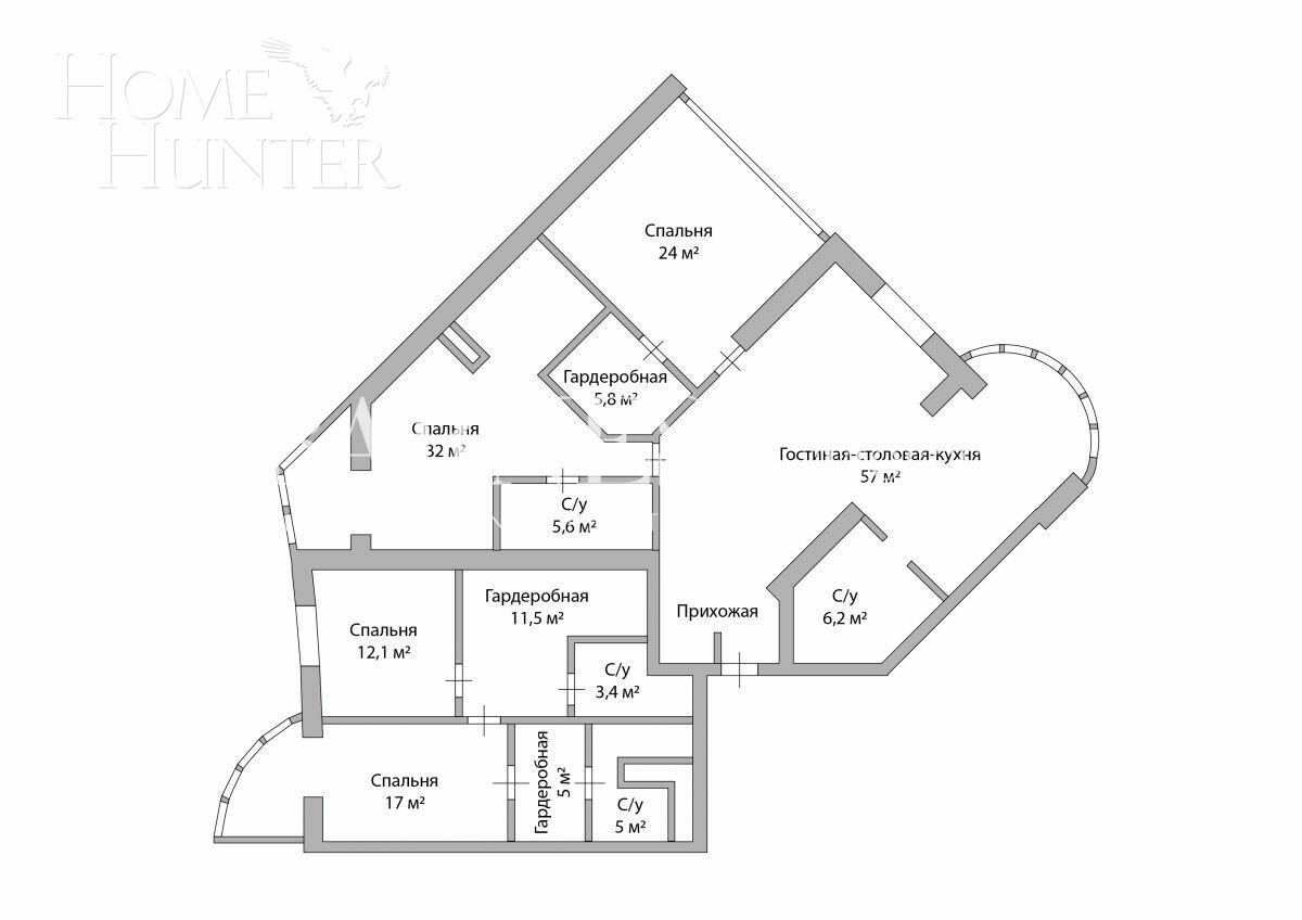 5-КОМН. ПЕНТХАУС С ОТДЕЛКОЙ 190 М² НА 33 ЭТАЖЕ