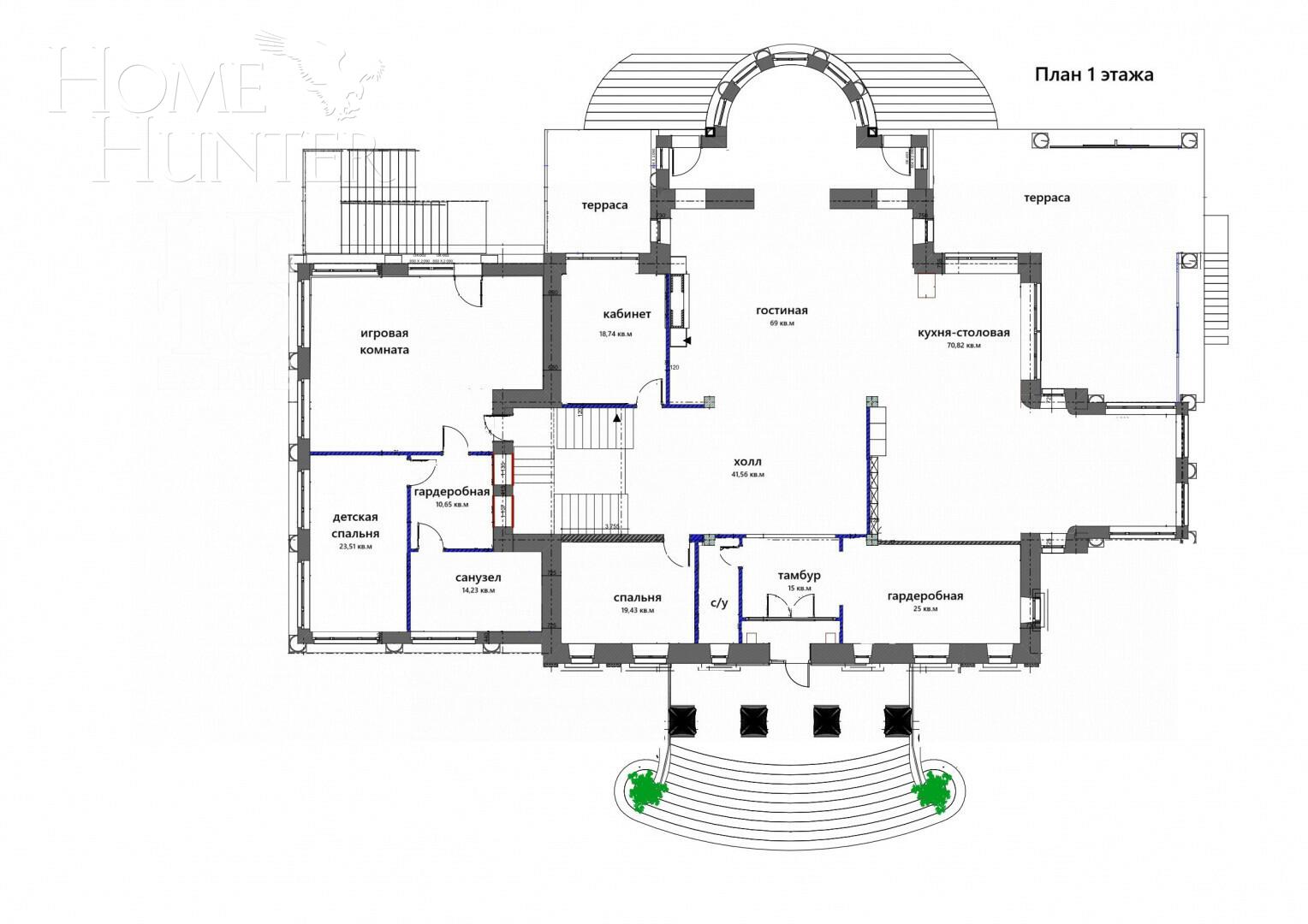 2-этажный коттедж 1 320 м² без отделки