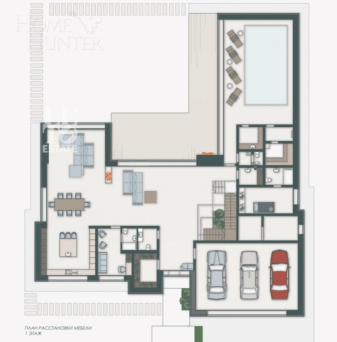 2-этажный коттедж 891 м² без отделки