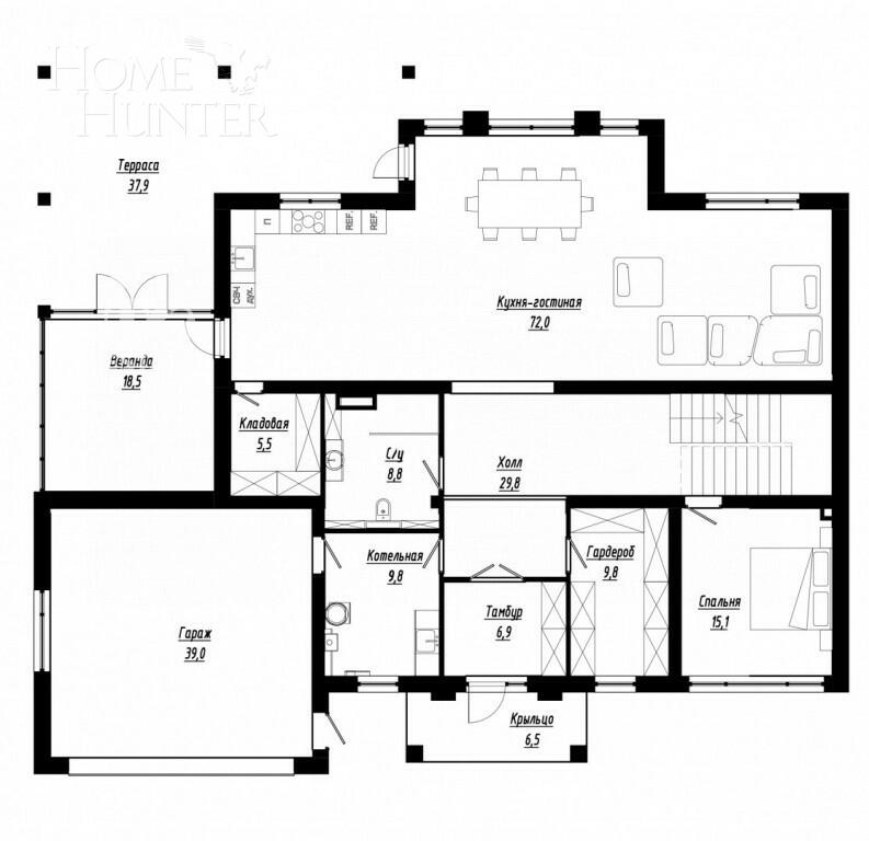 2-этажный коттедж 305 м² без отделки