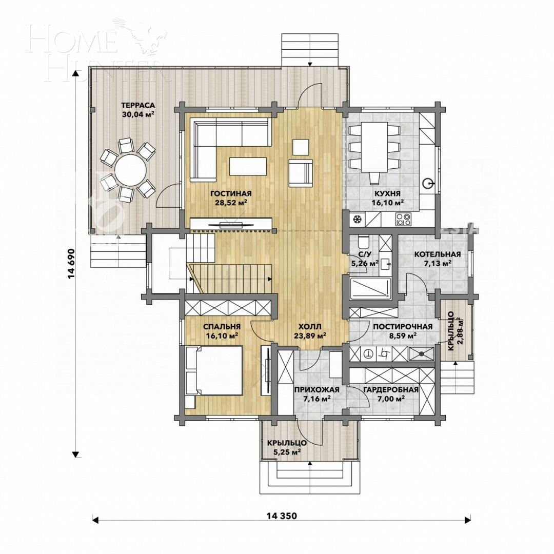 2-этажный коттедж 229.5 м² с отделкой