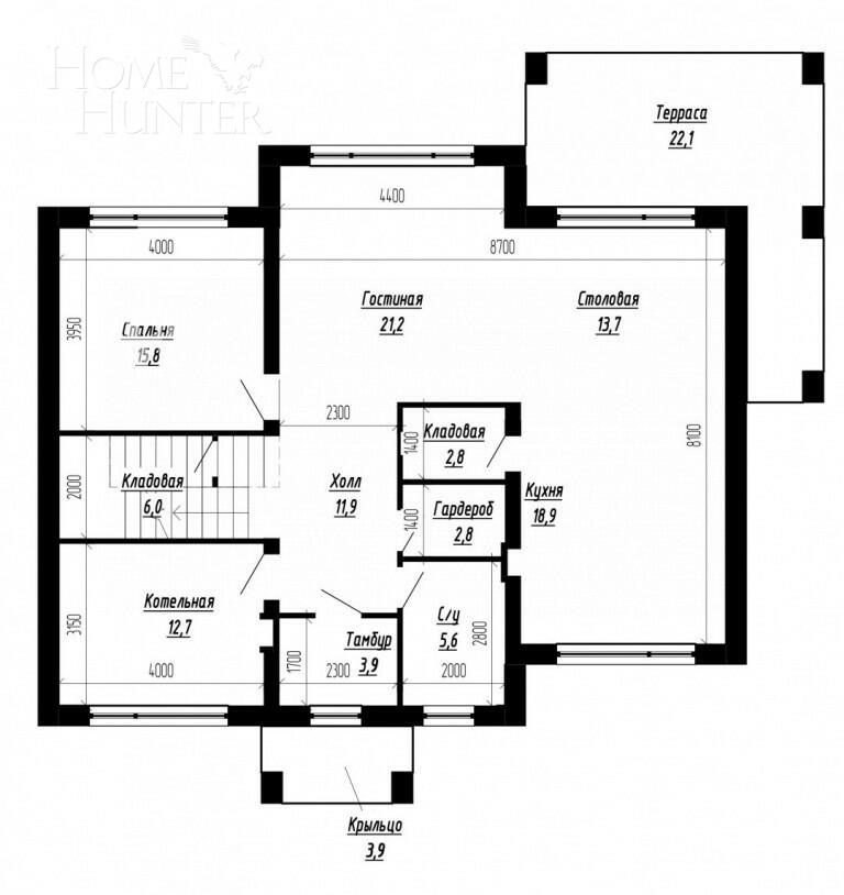 2-этажный коттедж 250 м² без отделки
