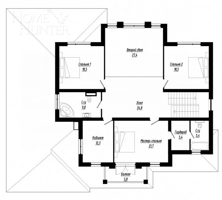 2-этажный коттедж 305 м² без отделки
