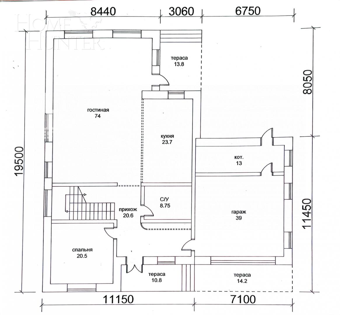 2-этажный коттедж 500 м² без отделки