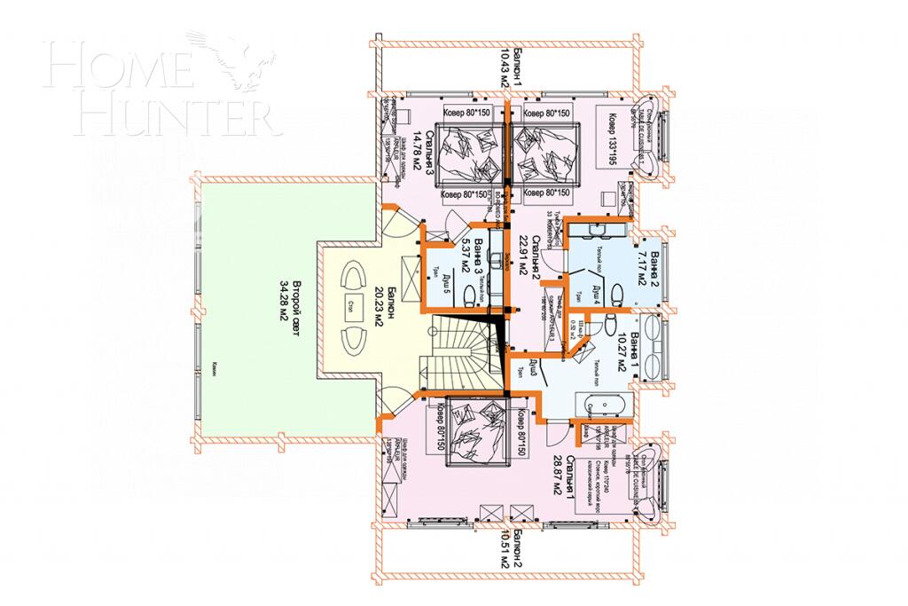 2-этажный коттедж 400 м² с отделкой