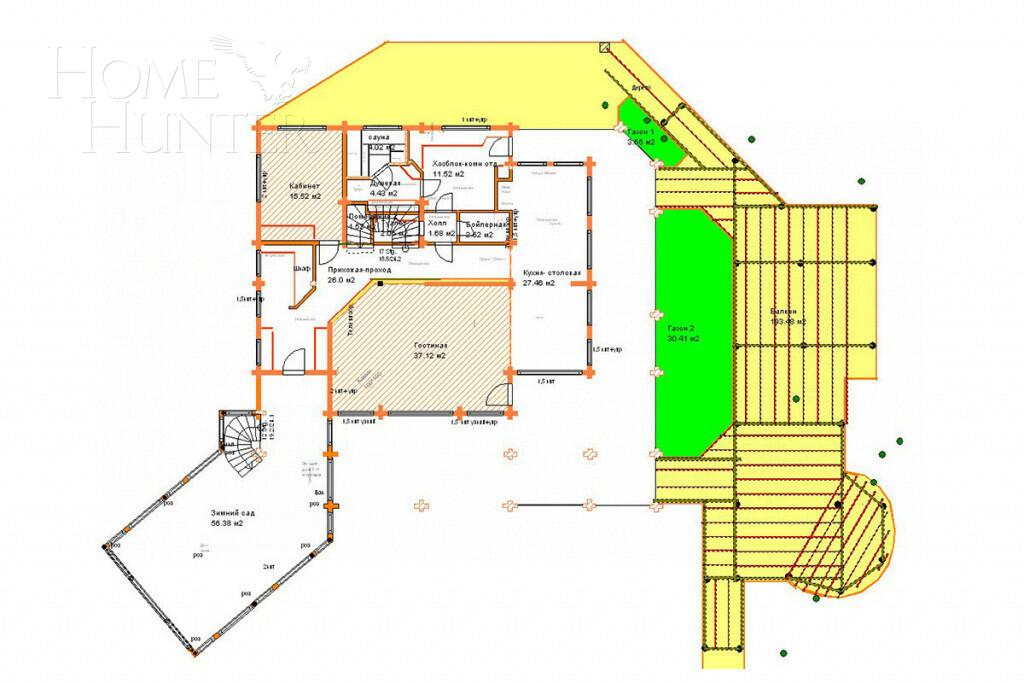2-этажный коттедж 500 м² с отделкой