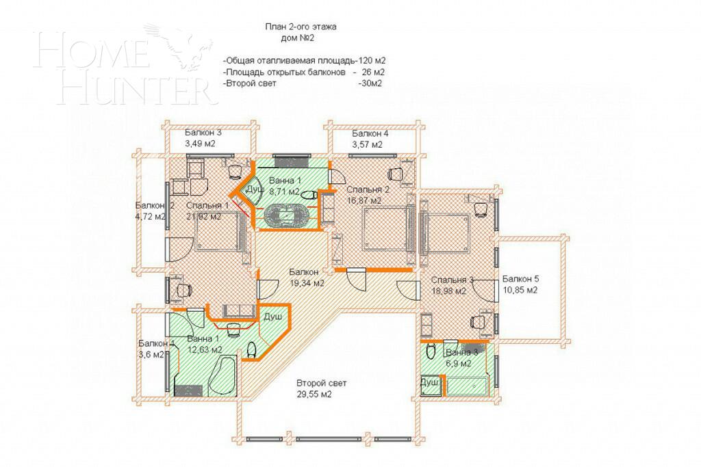 2-этажный коттедж 500 м² с отделкой