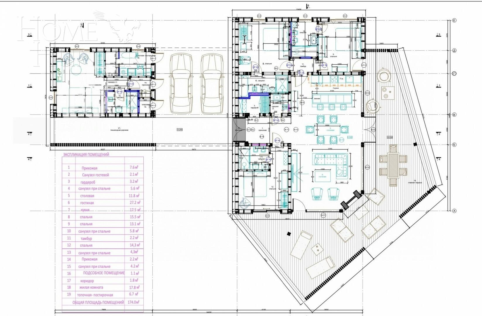1-этажный коттедж 174 м² с отделкой