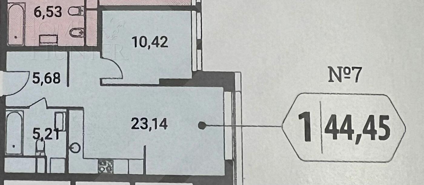 1-КОМН. КВАРТИРА БЕЗ ОТДЕЛКИ 45 М² НА 17 ЭТАЖЕ