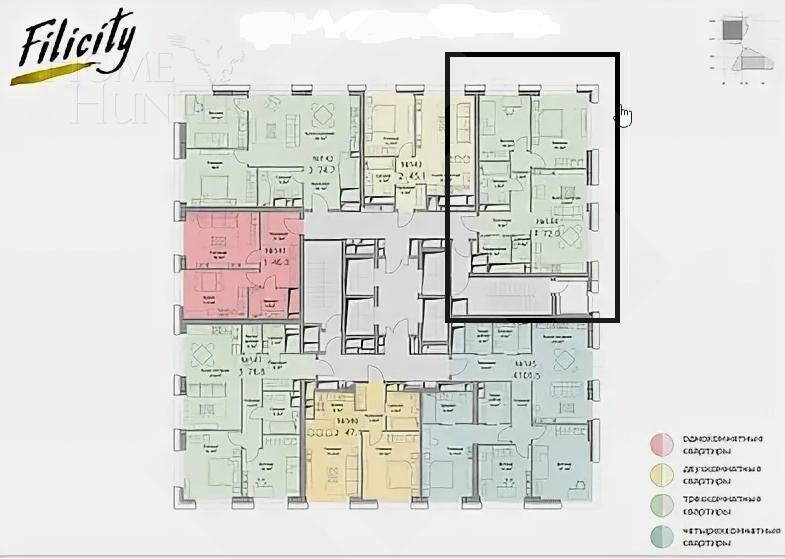 3-КОМН. КВАРТИРА БЕЗ ОТДЕЛКИ 72 М² НА 25 ЭТАЖЕ