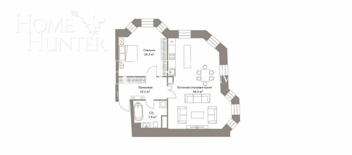 3-КОМН. КВАРТИРА БЕЗ ОТДЕЛКИ 118.9 М² НА 5 ЭТАЖЕ