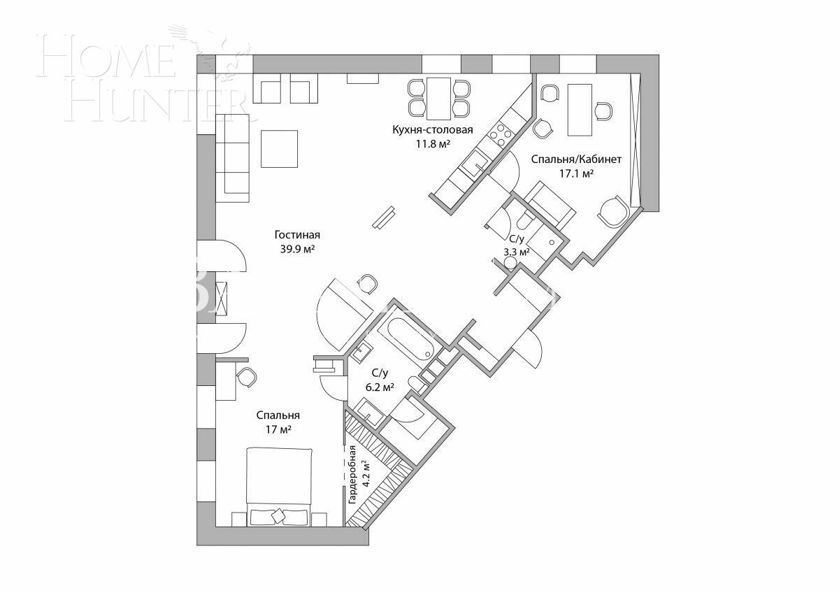 3-КОМН. КВАРТИРА С ОТДЕЛКОЙ 122.5 М² НА 5 ЭТАЖЕ