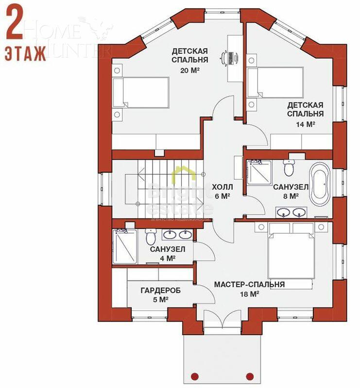 2-этажный коттедж 350 м² без отделки
