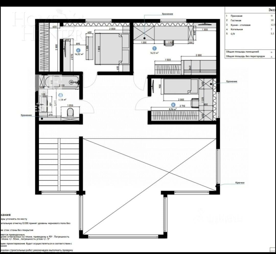2-этажный коттедж 200 м² без отделки