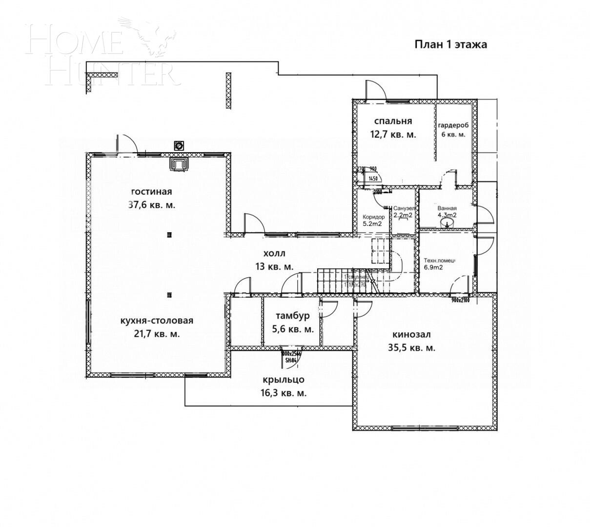 2-этажный коттедж 455 м² с отделкой