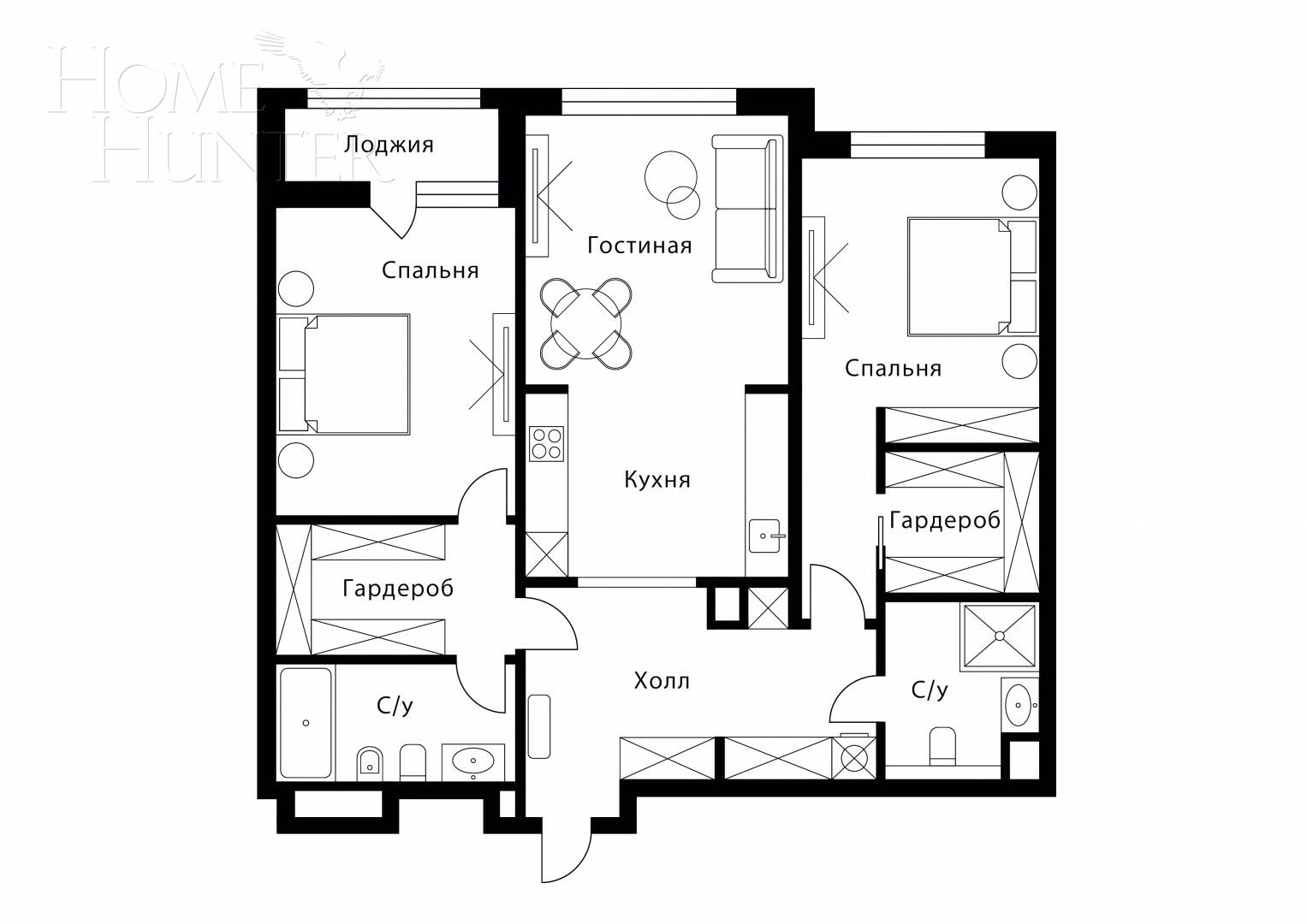 3-КОМН. КВАРТИРА БЕЗ ОТДЕЛКИ 121.3 М² НА 2 ЭТАЖЕ