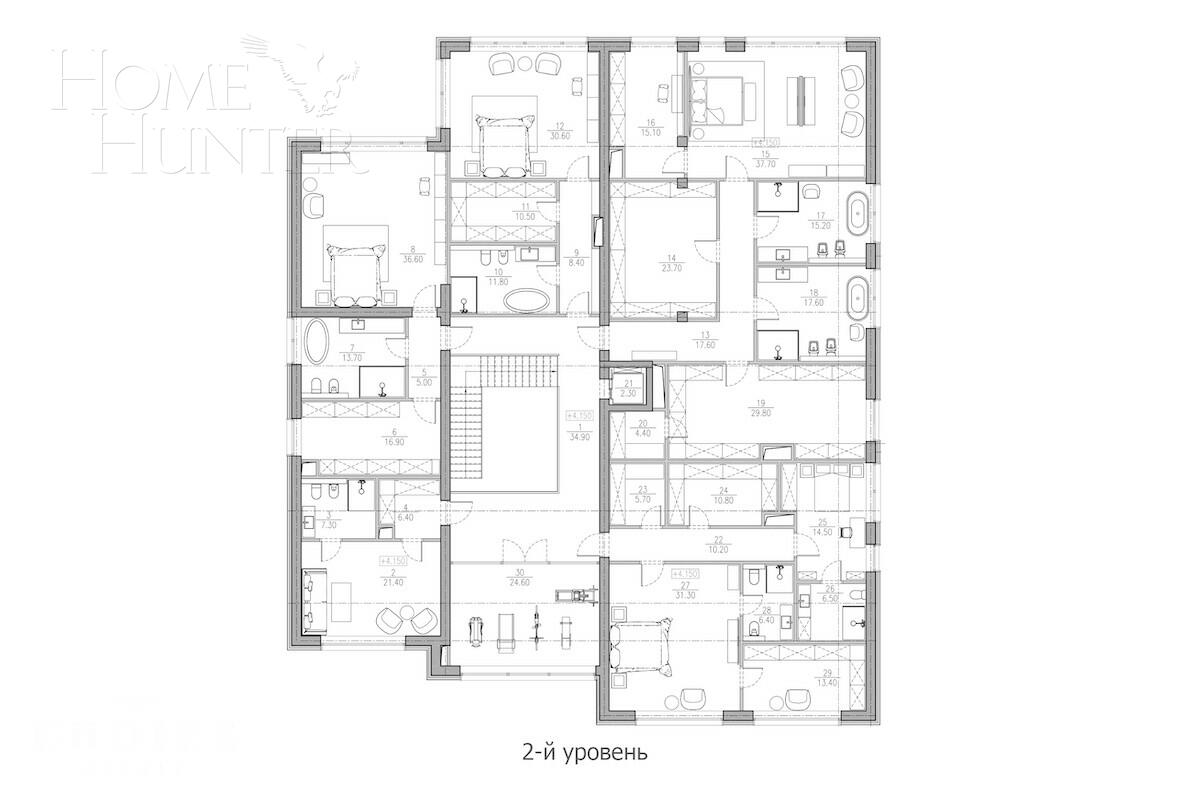 2-этажный коттедж 1 596 м² без отделки