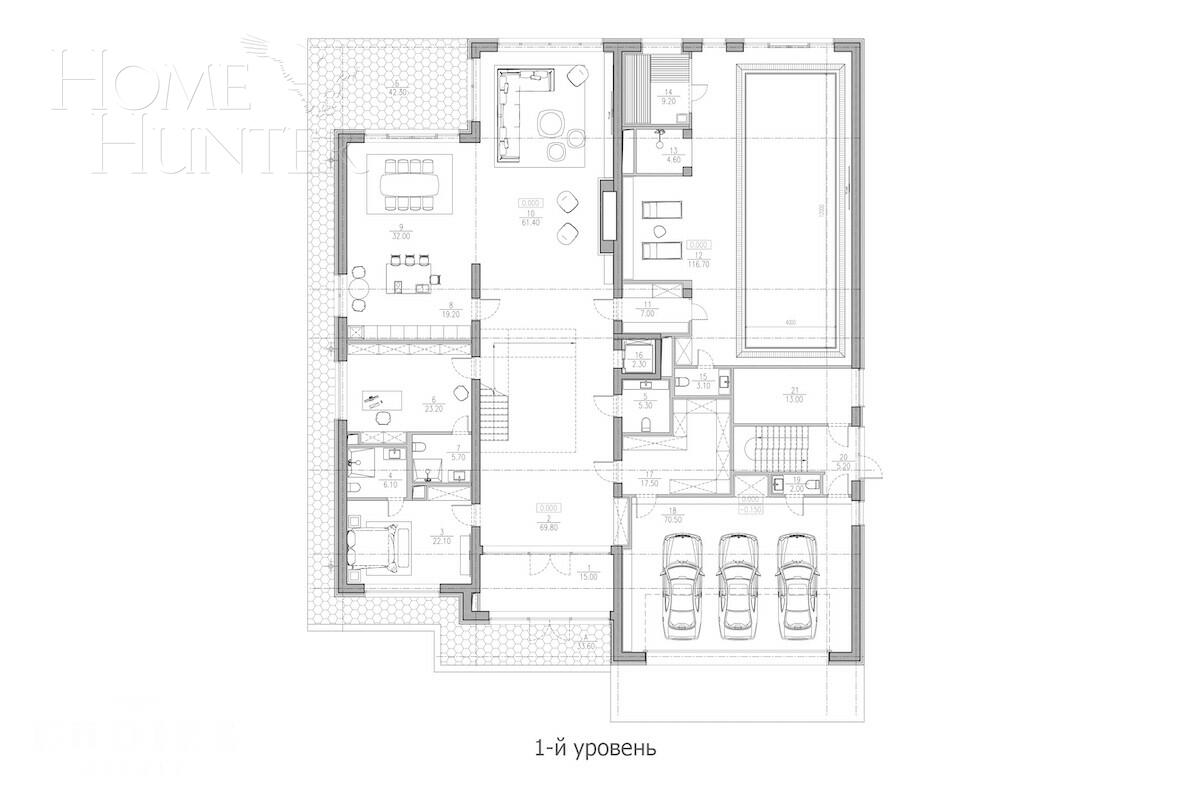 2-этажный коттедж 1 596 м² без отделки