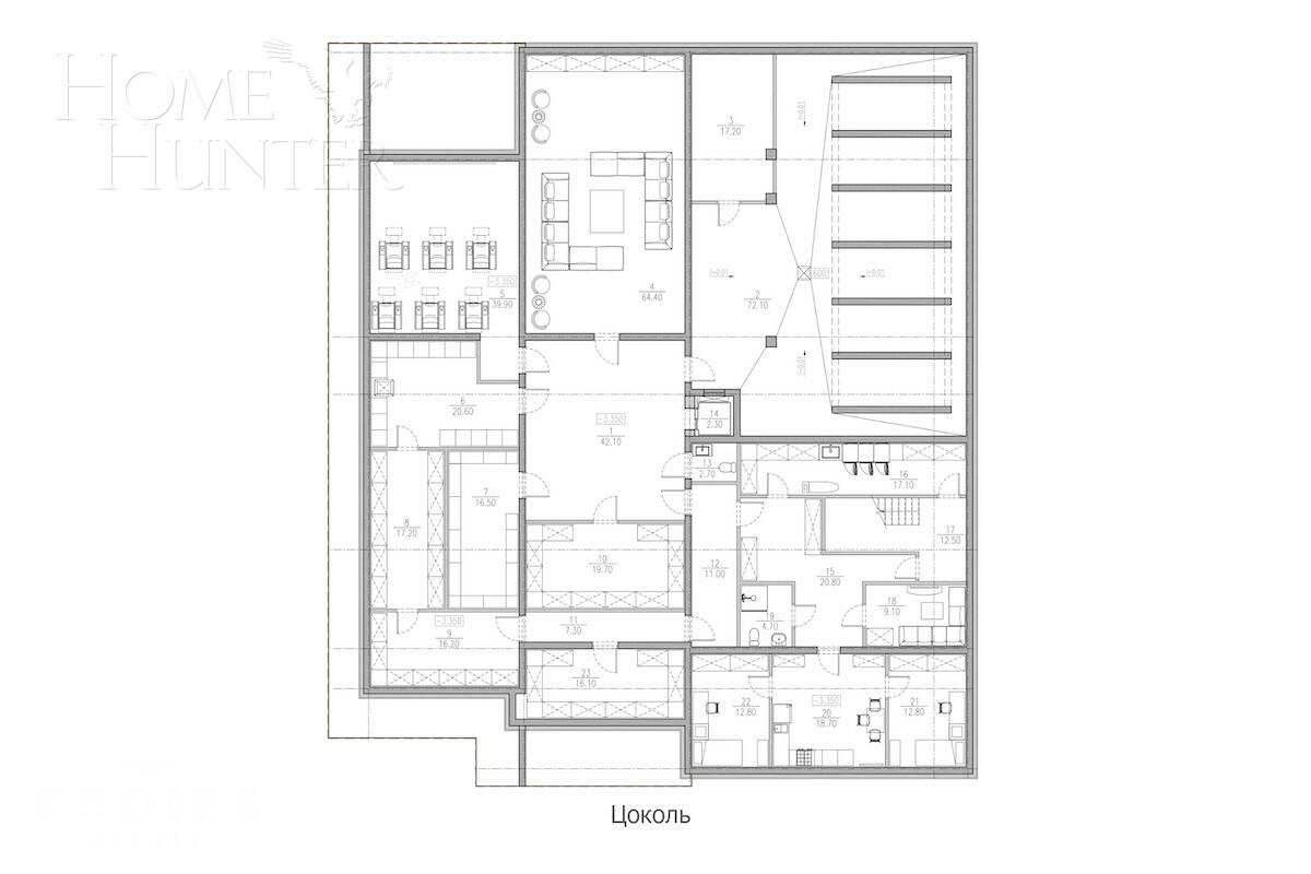 2-этажный коттедж 1 596 м² без отделки
