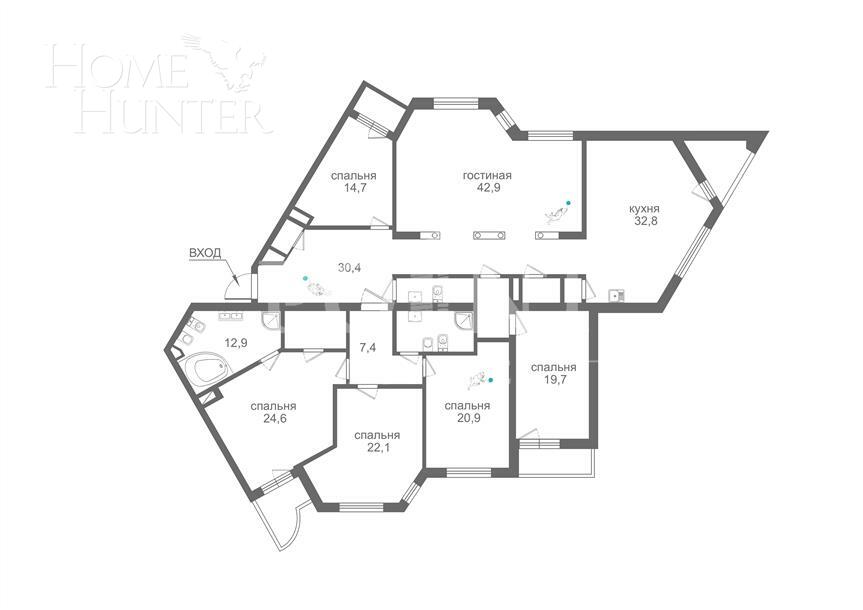 6-КОМН. КВАРТИРА С ОТДЕЛКОЙ 252.3 М² НА 8 ЭТАЖЕ