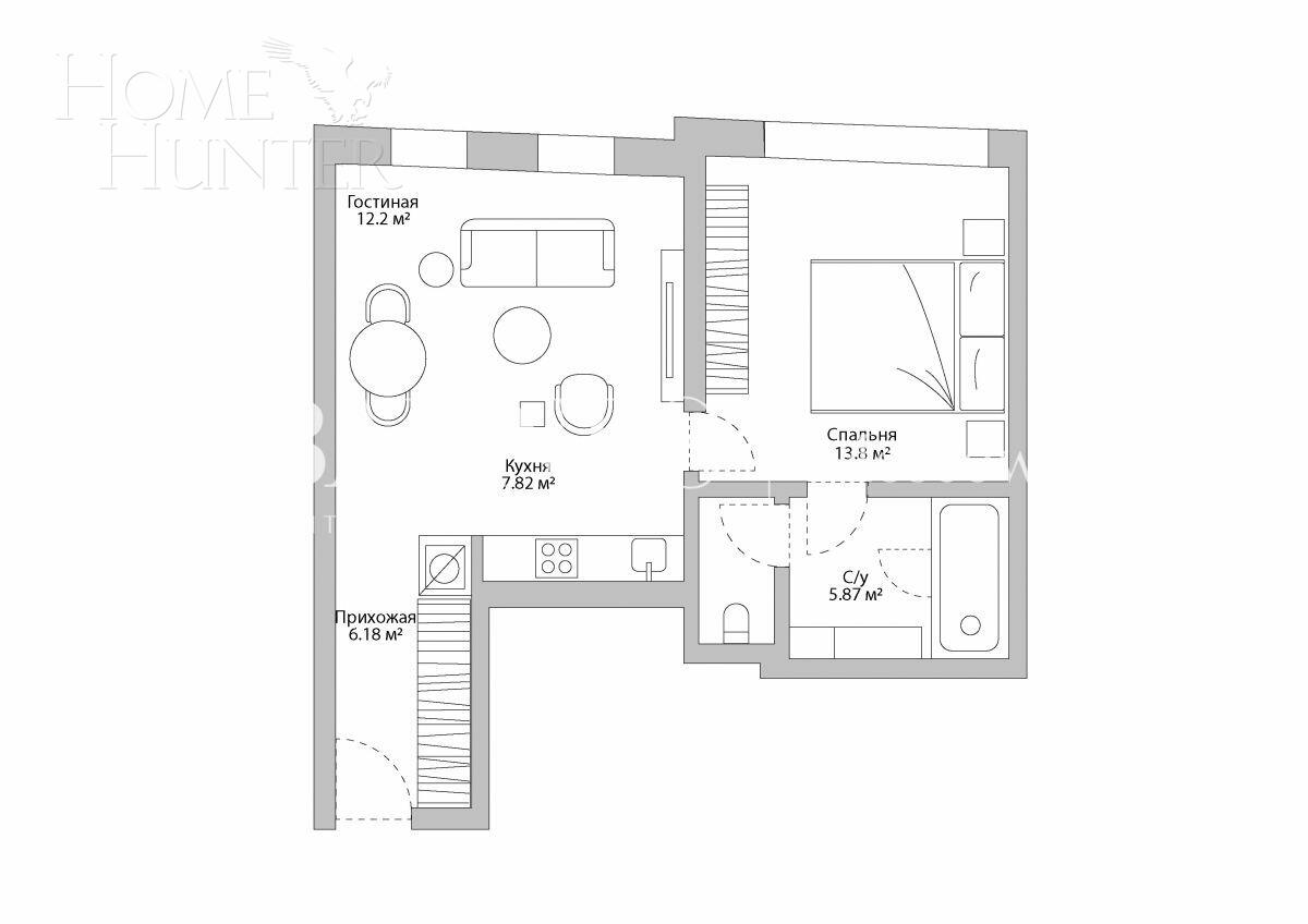 2-КОМН. АПАРТАМЕНТЫ С ОТДЕЛКОЙ 49 М² НА 3 ЭТАЖЕ