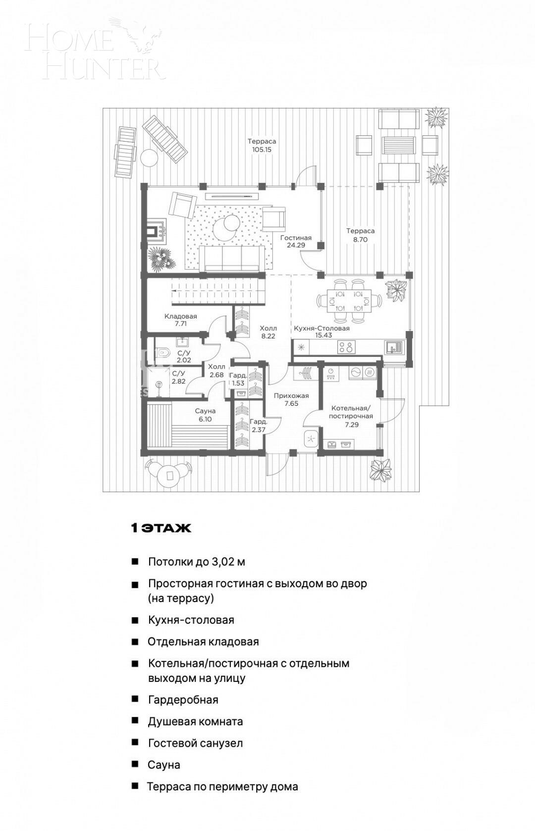2-этажный коттедж 322.2 м² без отделки
