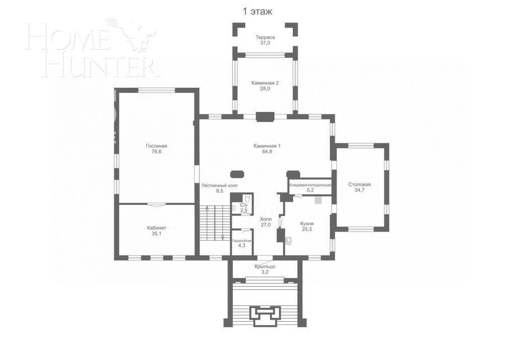 2-этажный коттедж 1 244 м² с отделкой