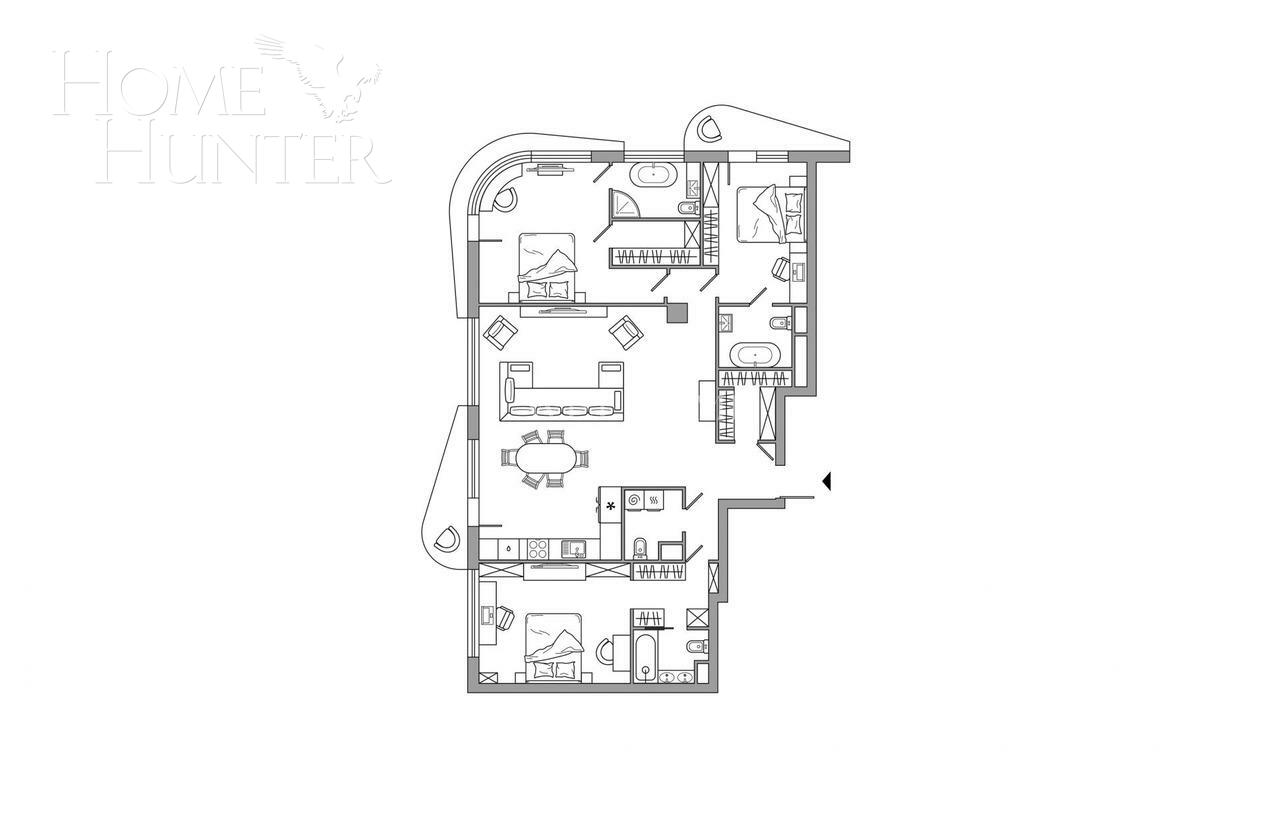 4-КОМН. КВАРТИРА БЕЗ ОТДЕЛКИ 171 М² НА 2 ЭТАЖЕ