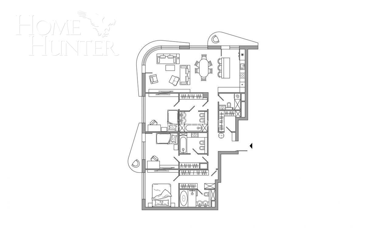 4-КОМН. КВАРТИРА БЕЗ ОТДЕЛКИ 171 М² НА 2 ЭТАЖЕ