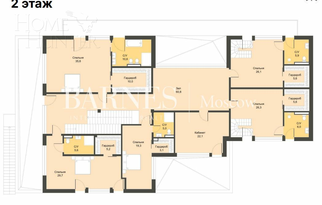 2-этажный коттедж 1 050 м² без отделки