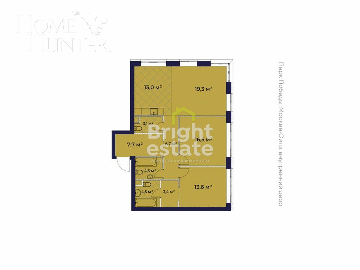 3-КОМН. КВАРТИРА БЕЗ ОТДЕЛКИ 92.1 М² НА 12 ЭТАЖЕ