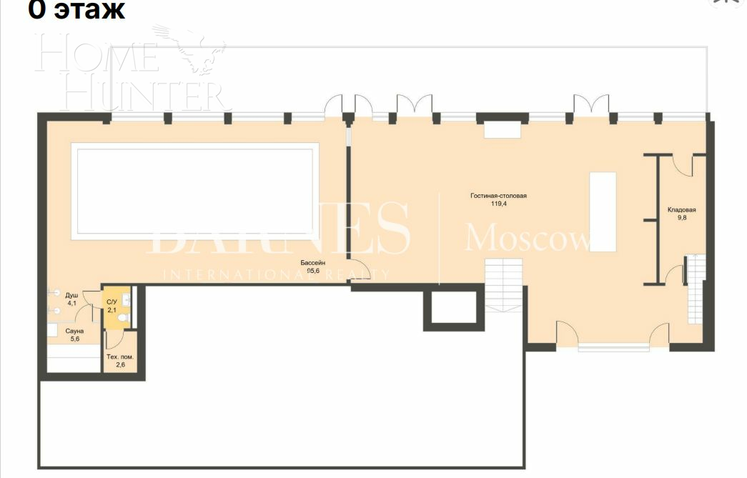 2-этажный коттедж 1 050 м² без отделки