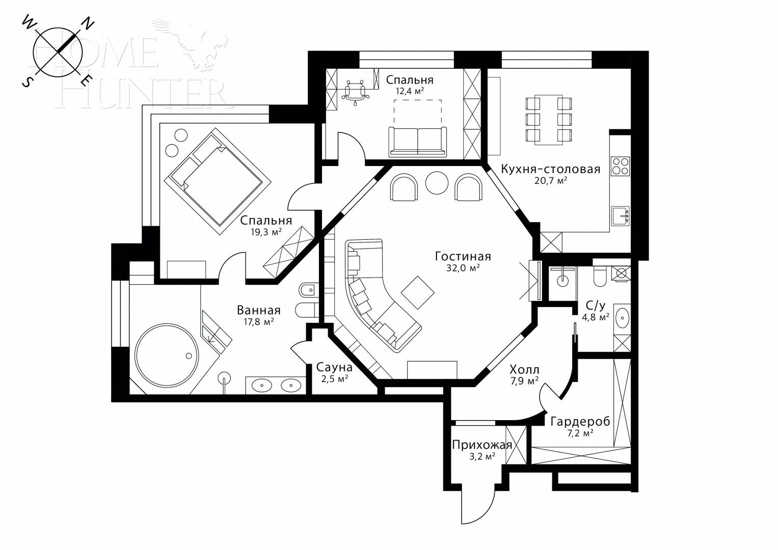 3-КОМН. КВАРТИРА С ОТДЕЛКОЙ 130 М² НА 2 ЭТАЖЕ