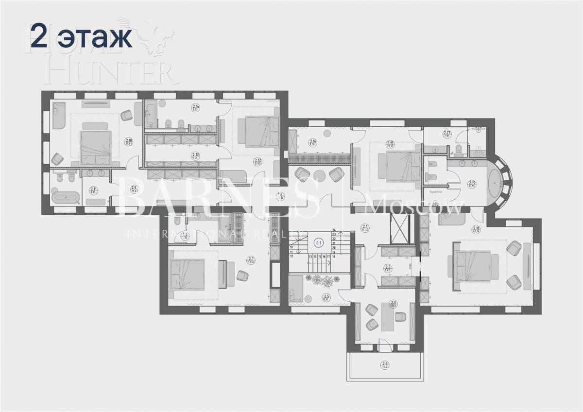 2-этажный коттедж 1 269 м² без отделки