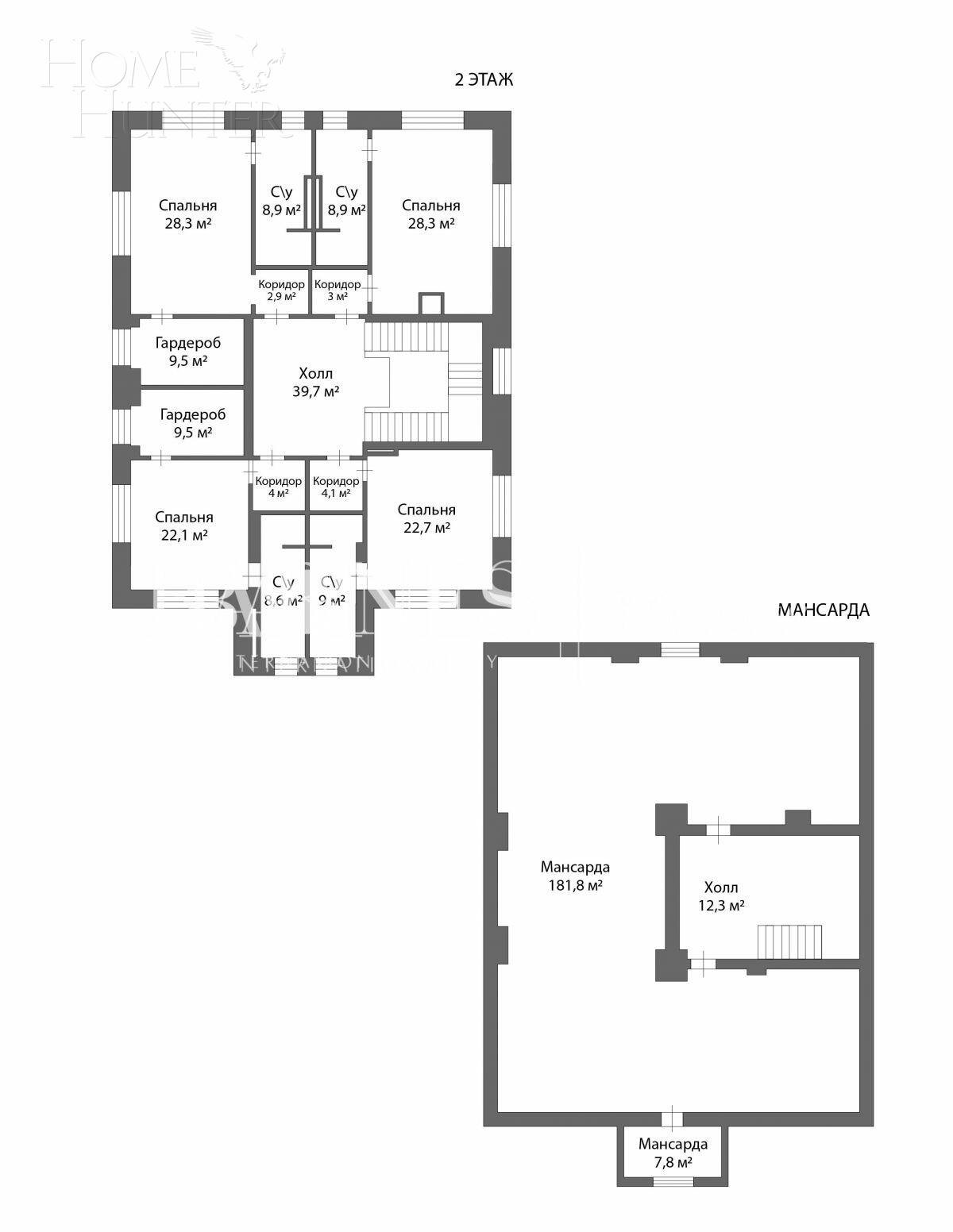 2-этажный коттедж 2 800 м² без отделки