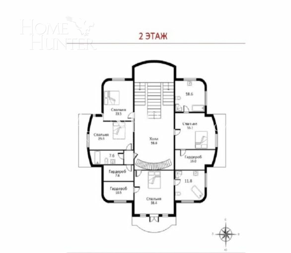 2-этажный коттедж 1 070 м² с отделкой