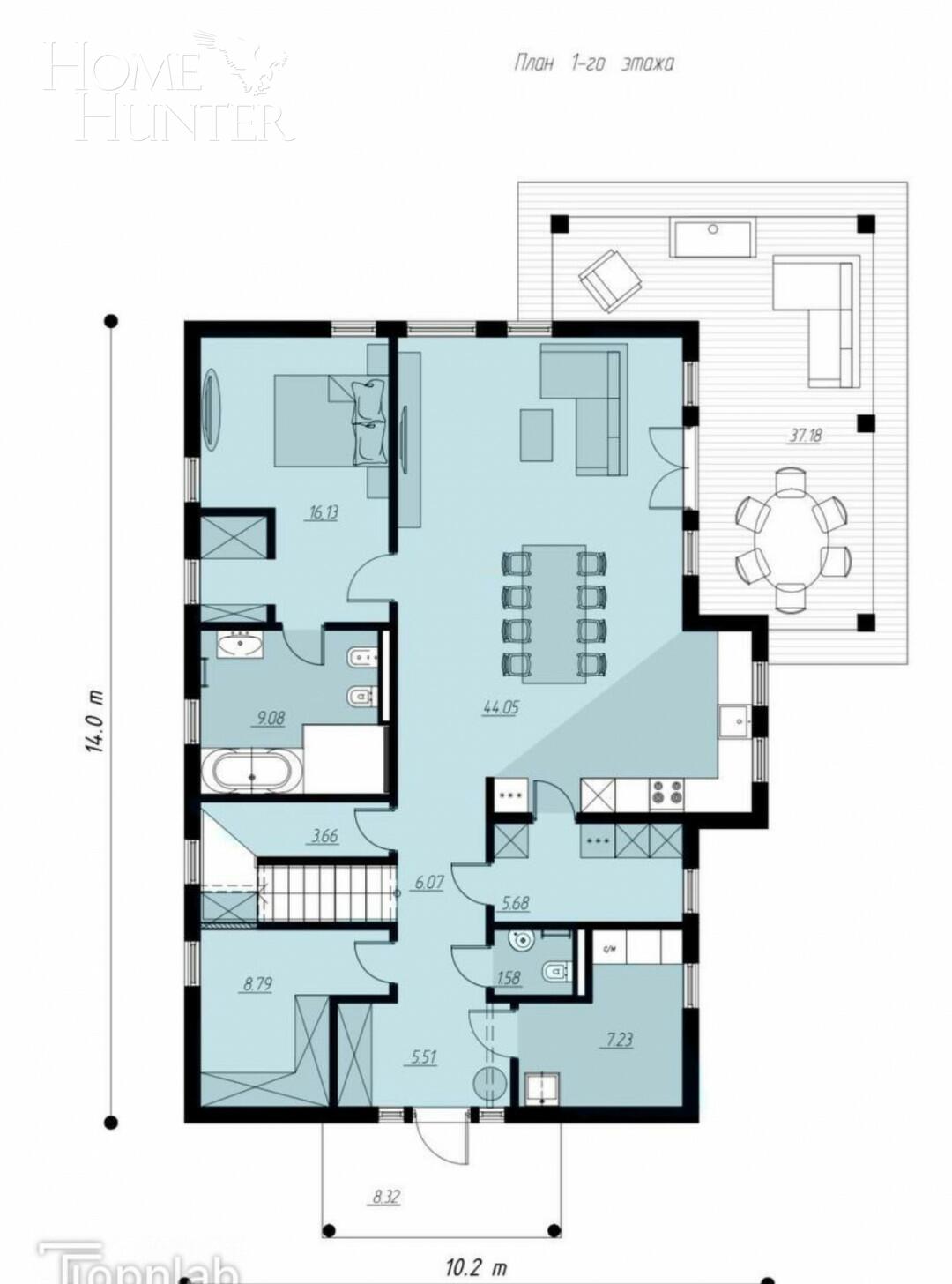 2-этажный коттедж 230 м² без отделки