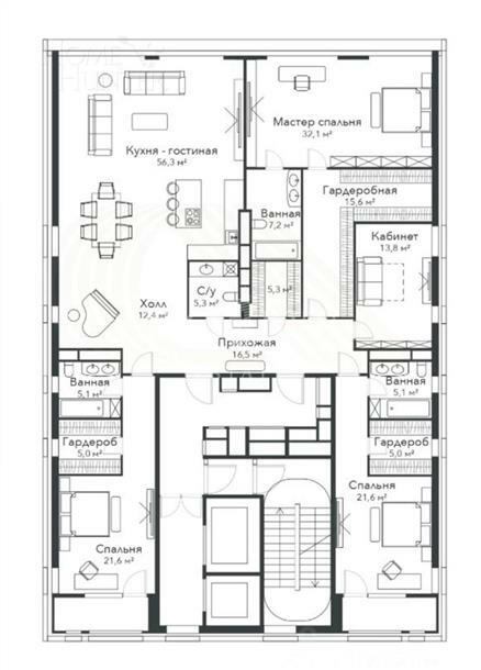 6-КОМН. КВАРТИРА БЕЗ ОТДЕЛКИ 227.4 М² НА 6 ЭТАЖЕ
