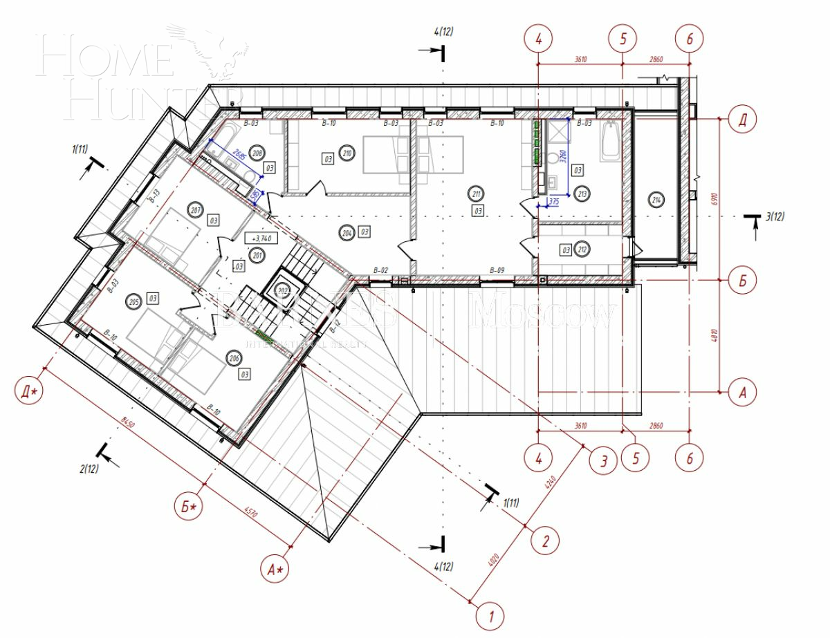 2-этажный коттедж 800 м² без отделки