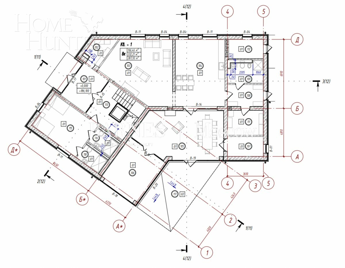 2-этажный коттедж 800 м² без отделки