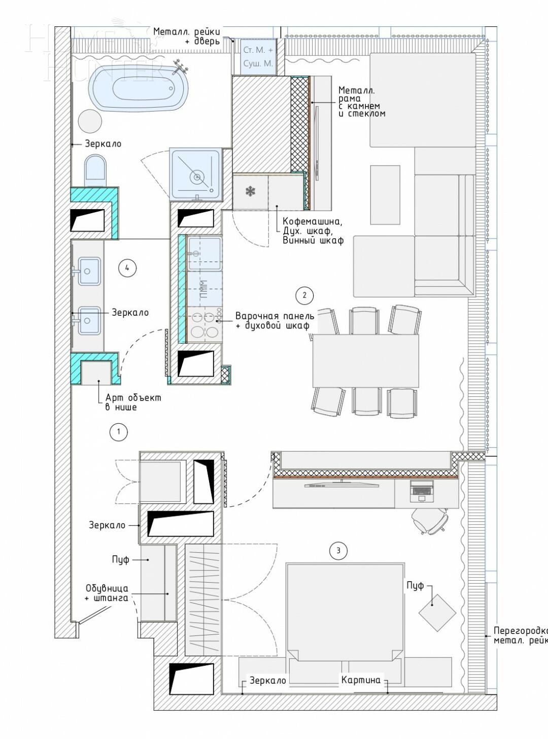 2-КОМН. АПАРТАМЕНТЫ С ОТДЕЛКОЙ 72.7 М² НА 33 ЭТАЖЕ