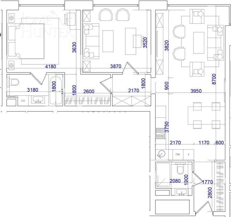 3-КОМН. АПАРТАМЕНТЫ С ОТДЕЛКОЙ 86 М² НА 9 ЭТАЖЕ