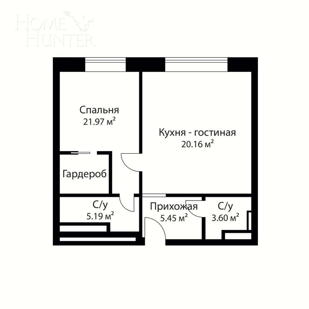 2-КОМН. КВАРТИРА БЕЗ ОТДЕЛКИ 66 М² НА 3 ЭТАЖЕ